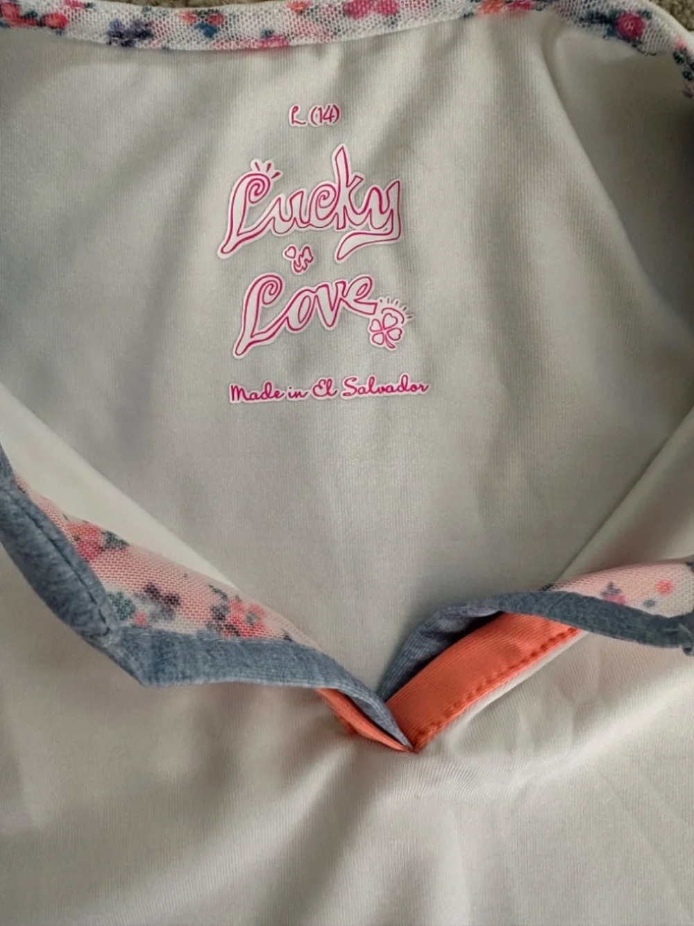 LUCKY IN LOVE Girls White Jersey Tennis Set M/L (10/12)